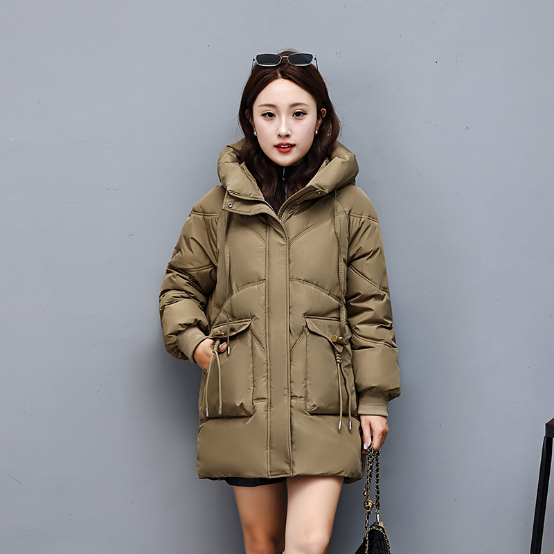2025新款羽绒棉服中长款加厚连帽棉袄韩版宽松棉衣冬季保暖外套女