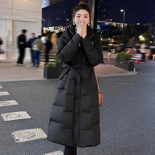 欧洲站爆款 加厚外套小个子 2025羽绒棉服长款 过膝棉衣收腰显瘦冬季
