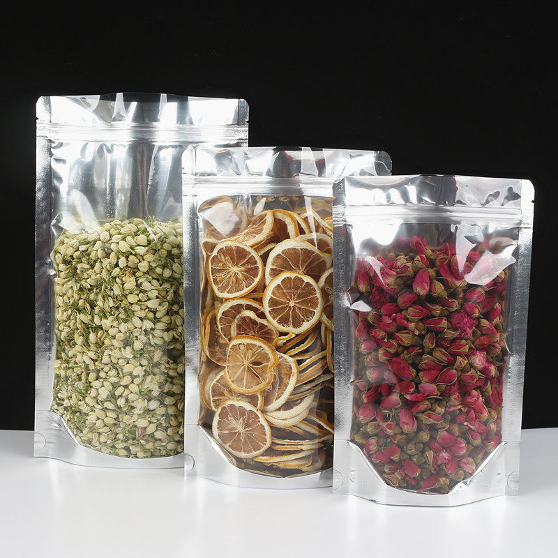 加厚通用阴阳袋包装袋铝箔袋干果花茶茶叶零食食品自封拉链密封袋