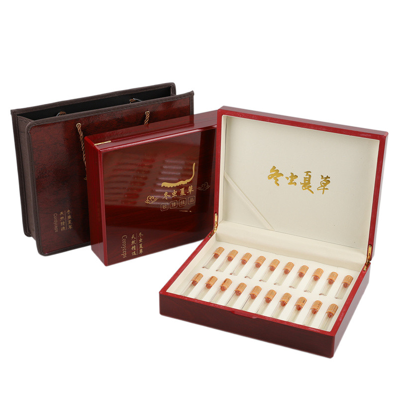 冬虫夏草包装盒空礼盒10管20管30管40管虫草烤漆木盒礼品盒子批发