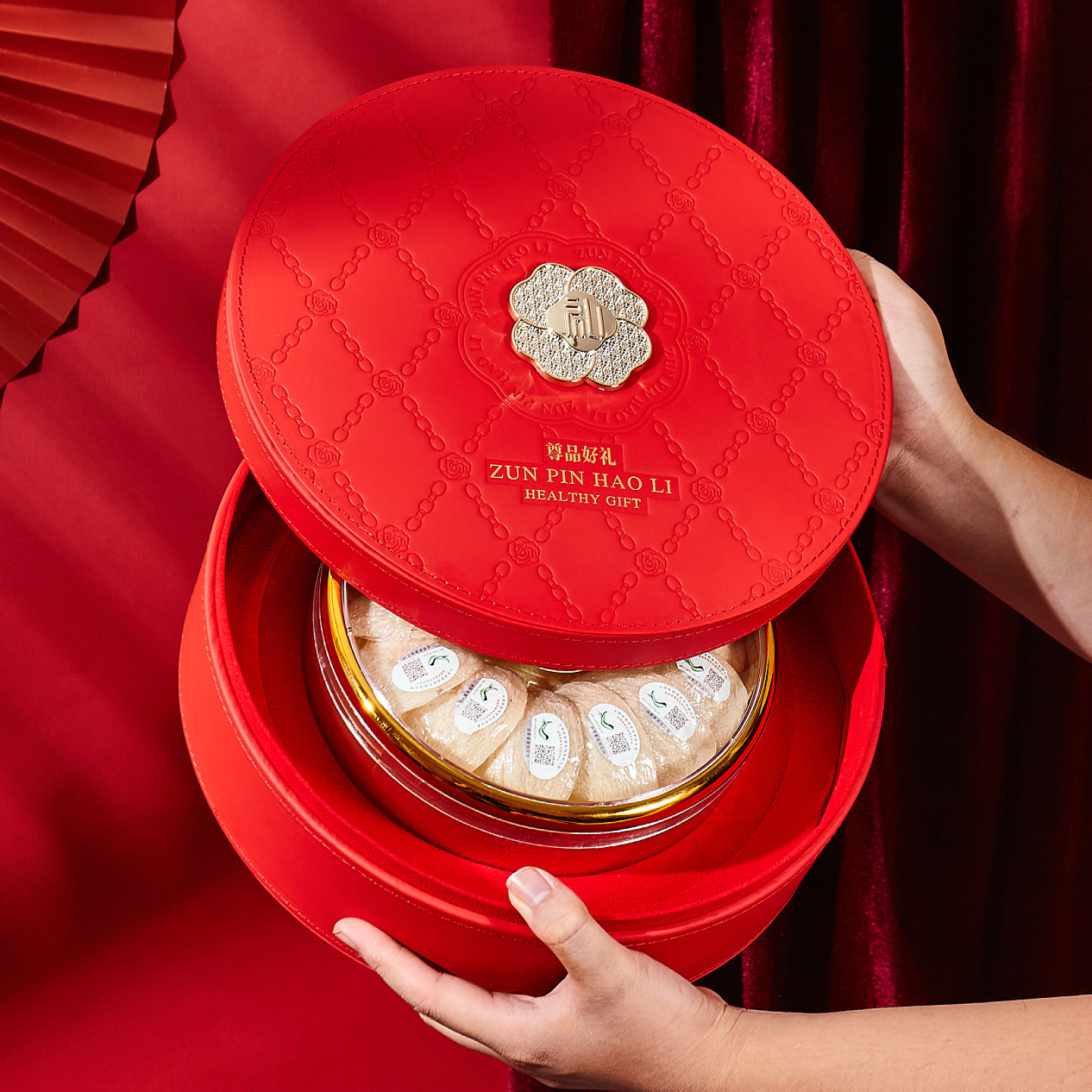 新款喜庆圆形通用燕窝包装盒皮盒滋补品海参西洋参石斛礼品盒空盒,包装,礼品盒,淘宝优惠券,粉丝福利购,淘宝优惠卷