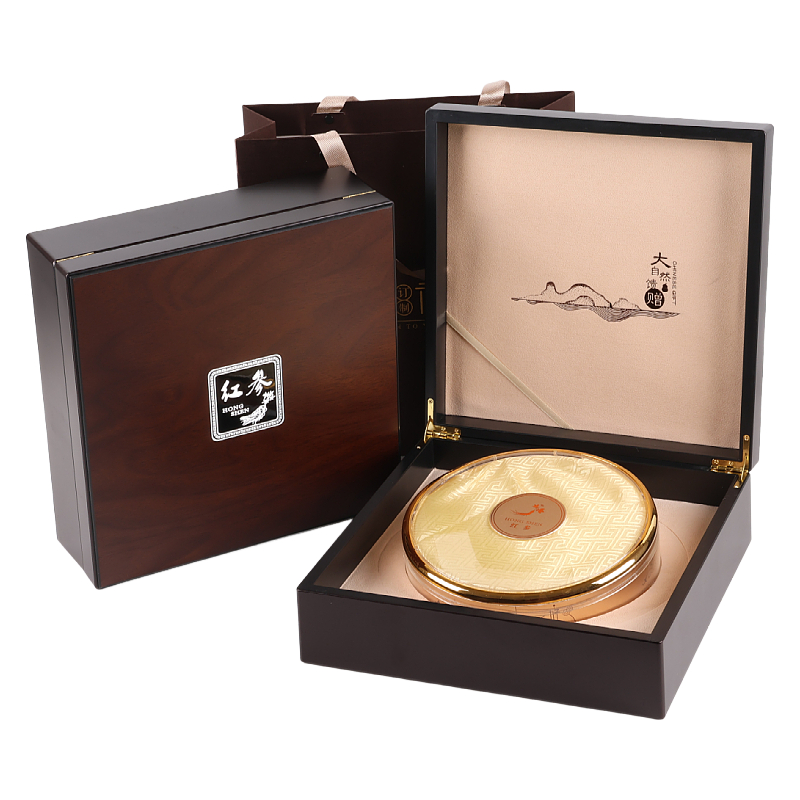 新款红参包装盒高档木纹半斤一斤装红参礼品盒高丽参滋补礼盒空盒