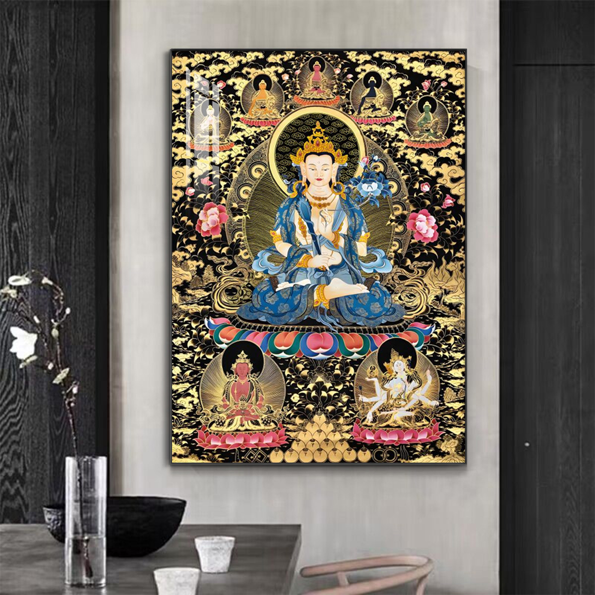 空虚藏菩萨藏式佛像唐卡禅室茶楼玄关客厅挂画书房禅意装饰画