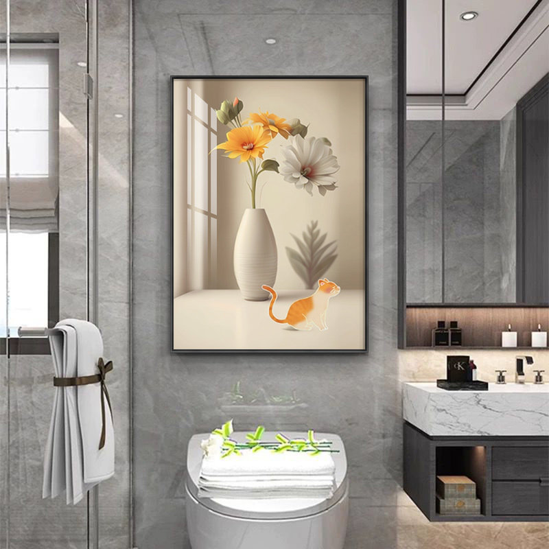 空间延伸浴室卫生间墙面装饰画绿植洗手间壁画厕所背景墙防水挂画