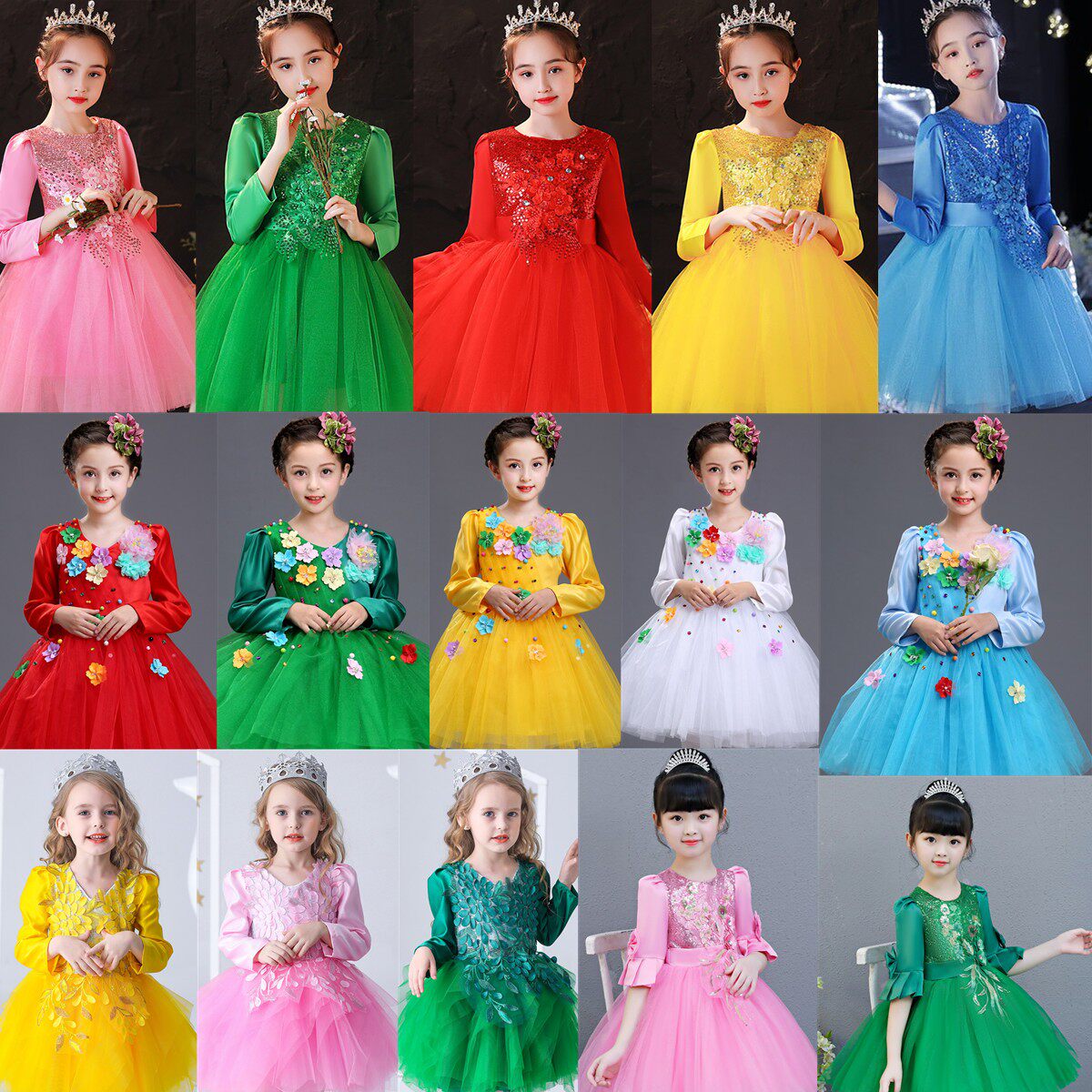 儿童演出服中小学生大合唱女童公主裙舞蹈裙男童朗诵表演黄色服装