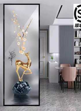 铁艺屏风隔断艺术玻璃简约现代玄关家用透光轻奢进入户门客厅遮挡