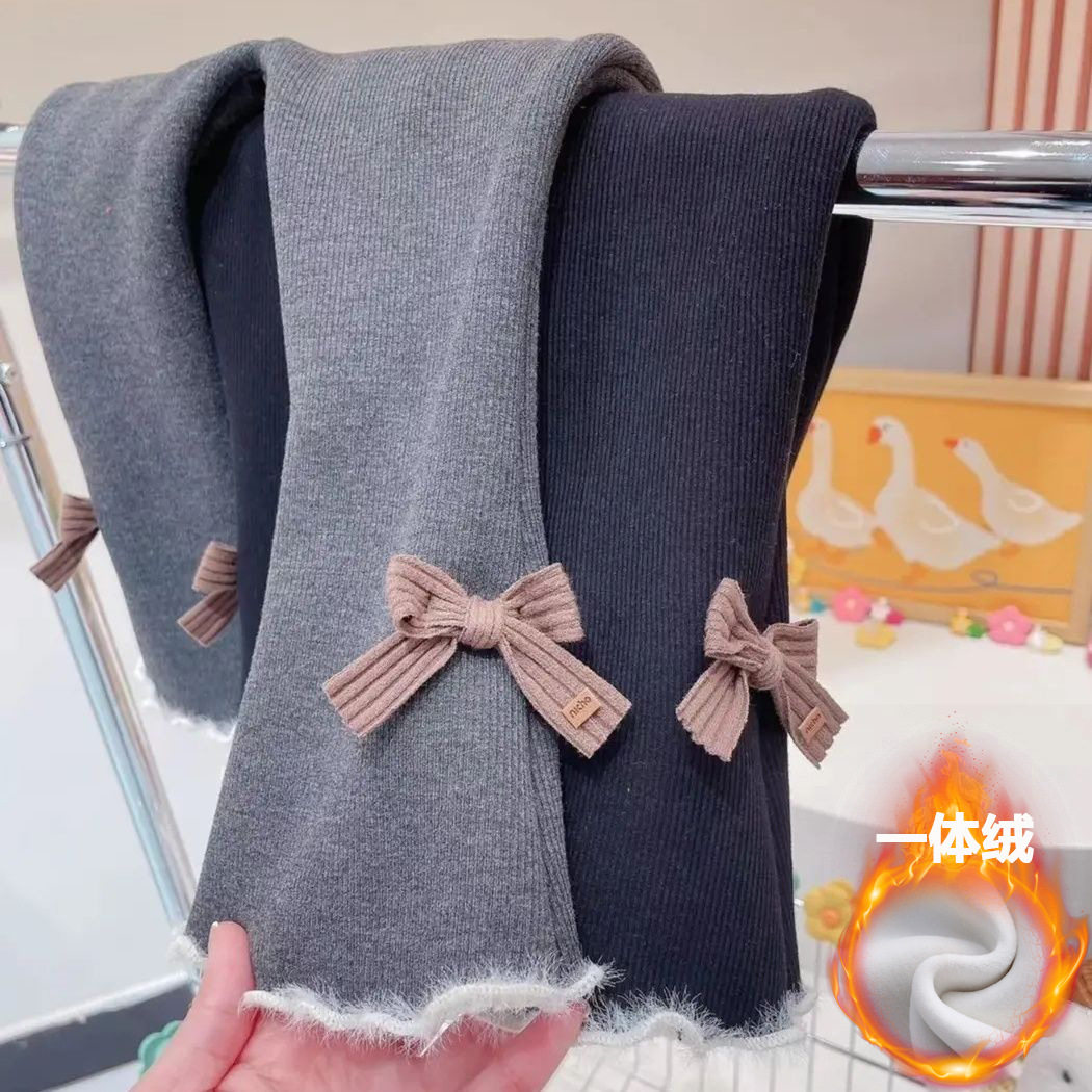 女童加绒微弹喇叭裤秋冬韩版网红裤子