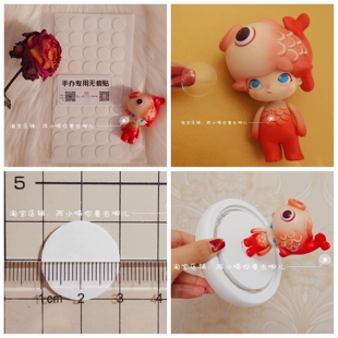 labubu 泡泡玛特手办固定100个无痕透明圆形双面胶molly毕奇PUCKY