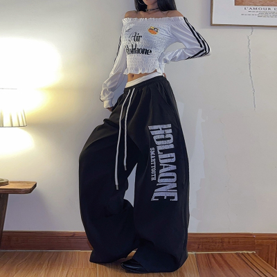 美式复古运动风系带字母印花女