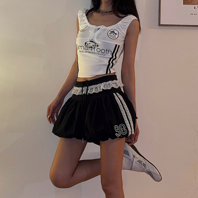 运动蕾丝百褶裙气质女