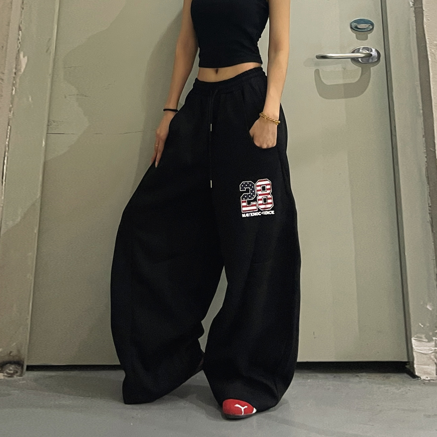 DoubleD美式复古印花休闲裤