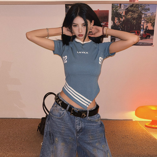 美式复古不规格短袖女