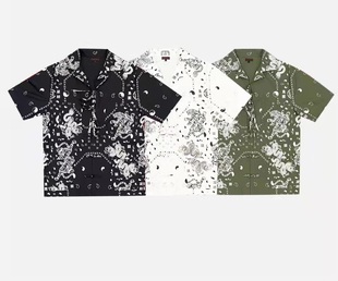 现货CLOT SS22 龙虎中式盘扣佩斯利腰果花花纹凝结集团短袖衬衫