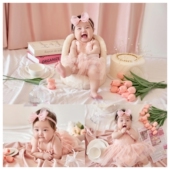 百天宝宝摄影服装 儿童女宝百天照周岁主题影楼拍摄2025年新款