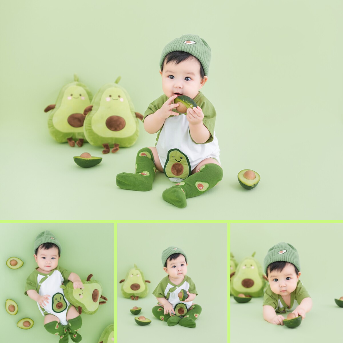 百天宝宝儿童影楼主题牛油果特色主题摄影拍照一周岁艺术造型照片