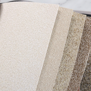 SJ超厚粗麻纹理高端墙布哑光柔和色彩纯色层次质感奶油白咖色壁布