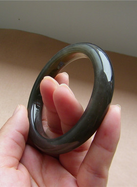 天然和田玉青玉烟灰高档玉镯女款