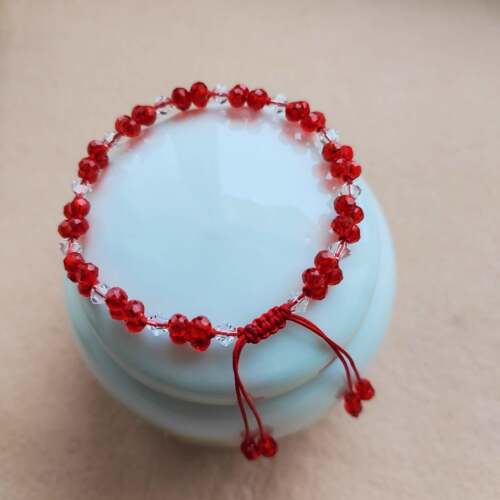 手工串珠水晶红手链diydiy饰品
