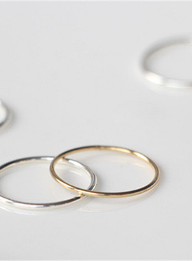 线条百搭关节银饰品戒指环