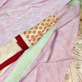 包邮 怡心亭 异色领汉服女通勤春秋夏款 宋制对襟交领飞机袖 藕饼