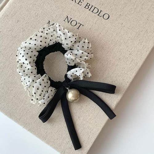 爆款2025新款高级感蝴蝶结波点大肠发圈百搭女扎发头绳发饰