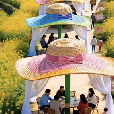 网红打卡拍照道具户外巨型草帽网红打卡拍照大草帽景区花海美陈