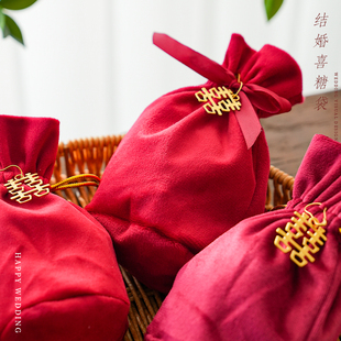 結(jié)婚專(zhuān)用喜糖袋伴手禮手提袋布袋婚禮喜糖盒子回禮訂婚糖果包裝 袋