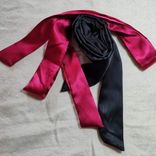 冰丝黑色睡袍腰带和服腰封汉服腰带加宽加长款红色仿真丝发带丝巾
