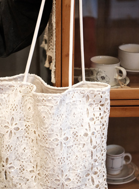 手提包白色亮片蕾丝包镂空设计大容量通勤托特包手提腋下包单肩包