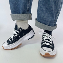 Converse匡威矮子乐黑色白色低帮增高厚底帆布鞋168816C 168817C