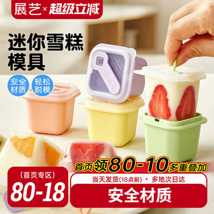 展艺食品级缤纷炫彩雪糕模自制diy冰棒冰棍冰淇淋模具秒脱落带盖