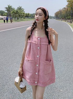 现货 24夏季原创旅拍新款小香风背心流苏连衣裙L2333-P115-K178