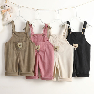 秋季 宝宝童裤 新款 子男童女童连体休闲裤 小童灯芯绒裤 儿童背带裤