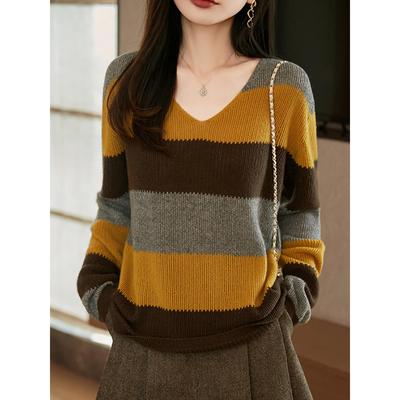 胖mm春秋大码女士毛衣遮肚子巨显瘦v领上衣内搭可外穿针织打底衫