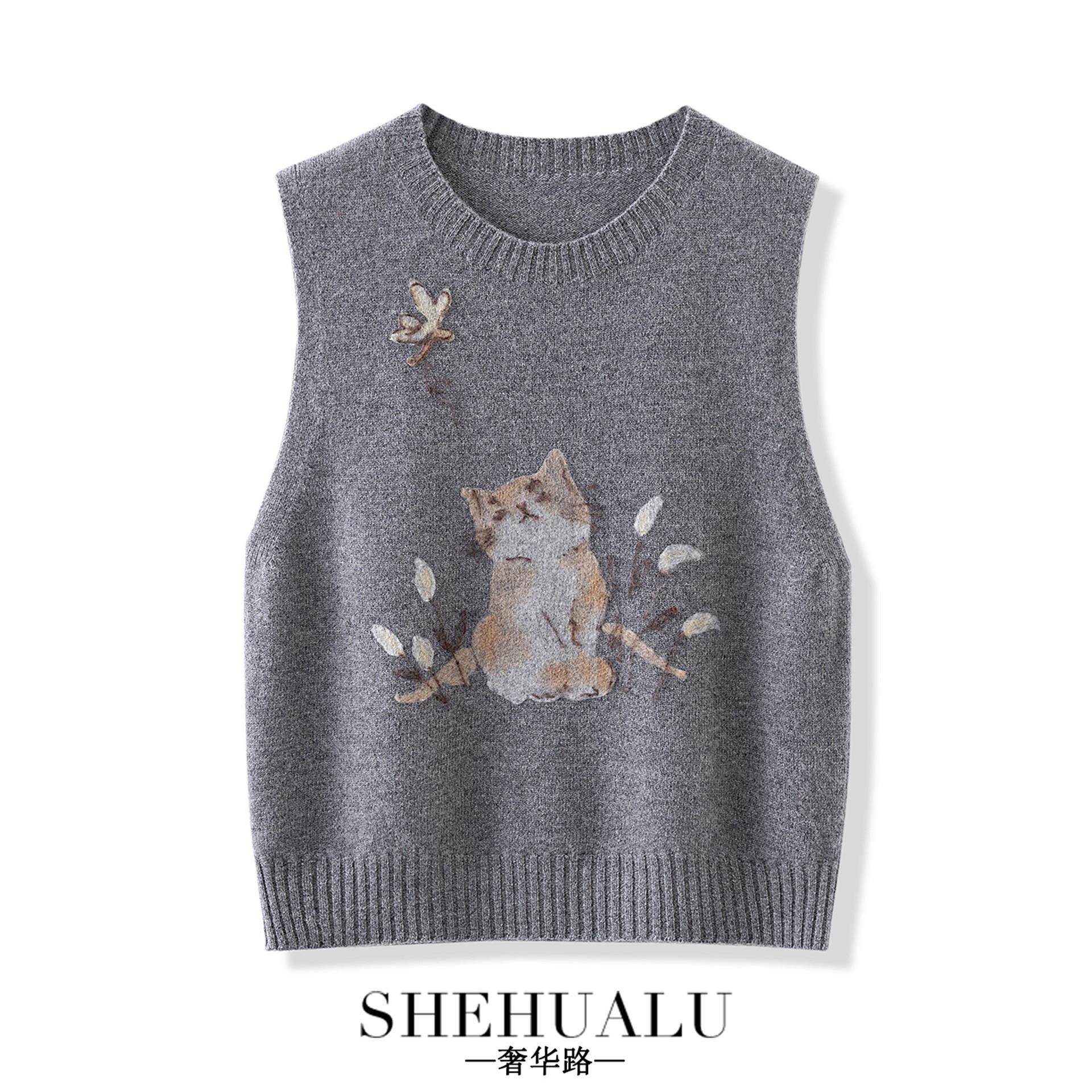 圆领针织马甲女时髦洋气纯羊毛2025春秋新款叠穿百搭坎肩毛衣背心