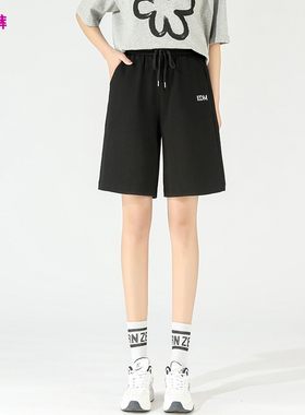 运动短裤子少女生夏装2022新款初中高中学生宽松休闲直筒五分短裤