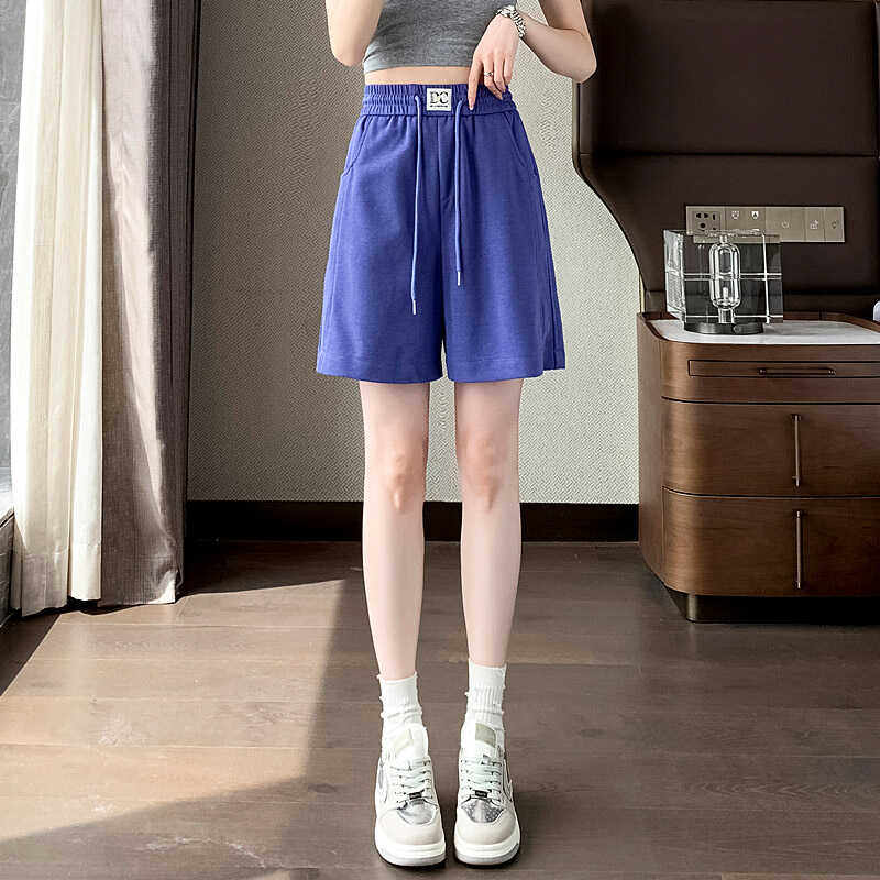 冰丝短裤女夏季薄款2024新款高腰显瘦阔腿运动休闲五分裤子ins潮