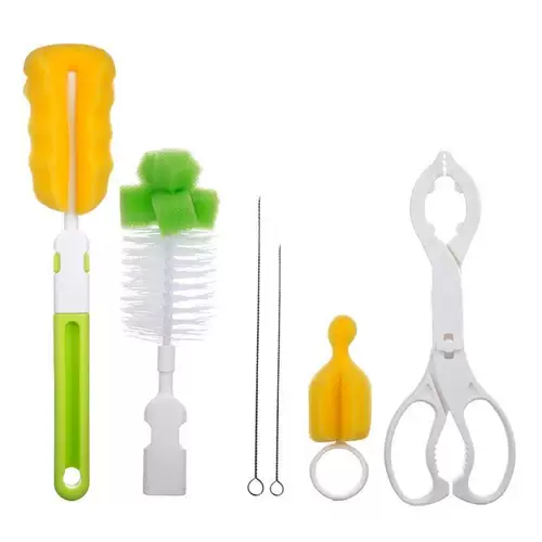 Прочный портативный ершик для бутылочки, простая щетка, комплект, поролоновое средство детской гигиены со стаканом, моющее средство для бутылочек