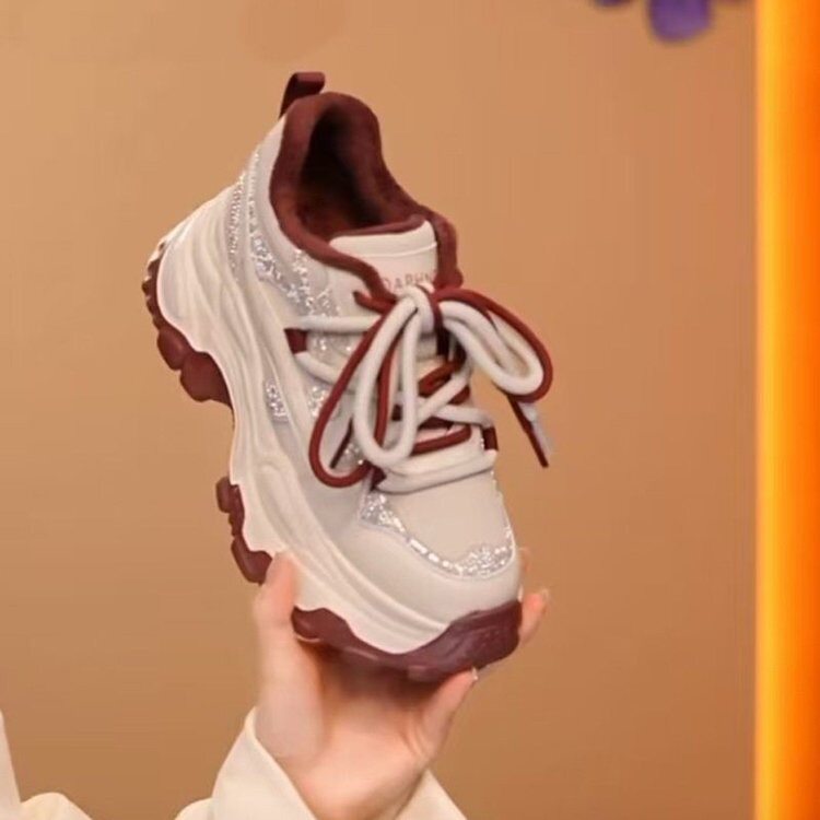 【万达撤柜】超火水钻老爹鞋女2026春季新款时尚百搭防滑增高厚底