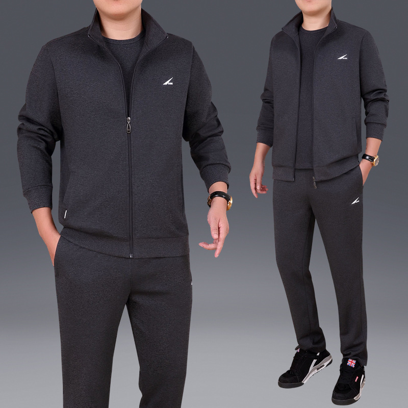 乔舟瓒2023中老年运动装男春秋季爸爸装休闲运动服男三件套 套装