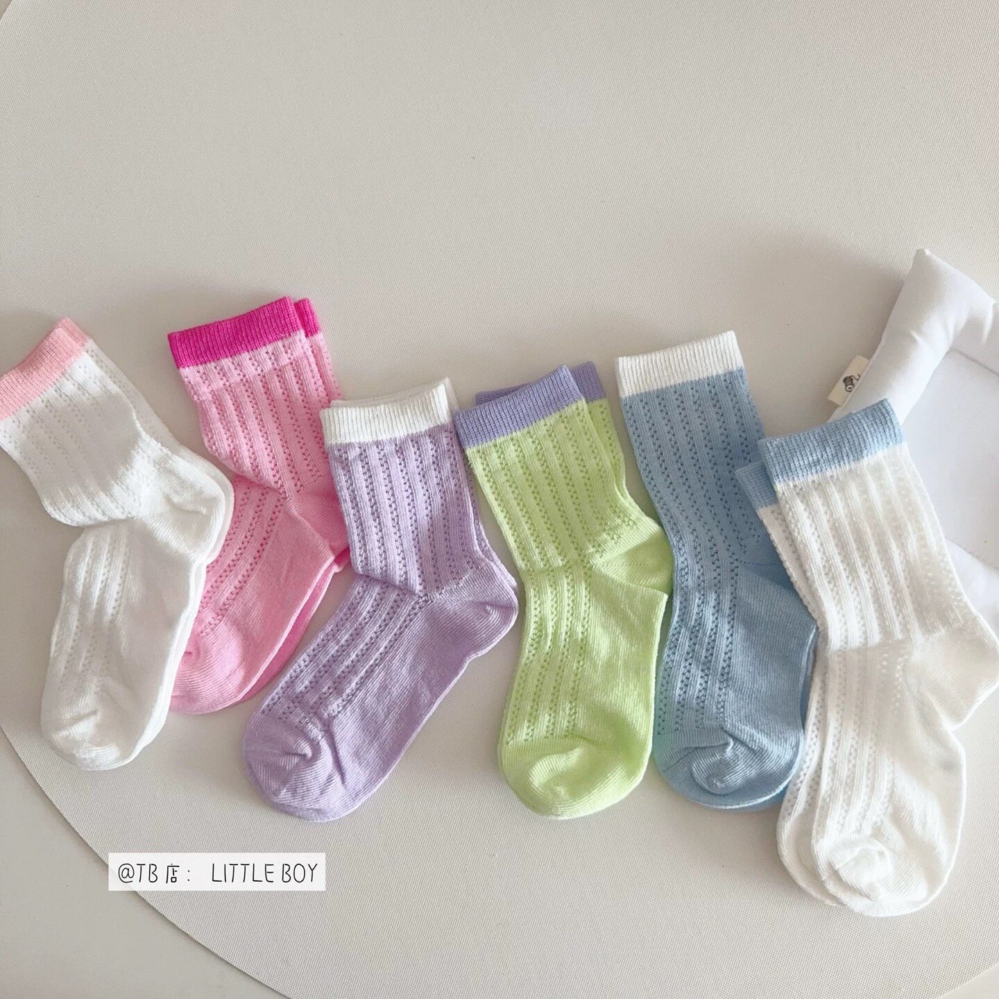 夏季儿童薄款中筒袜子韩系ins男女童糖果彩色洞洞袜舒适透气堆堆