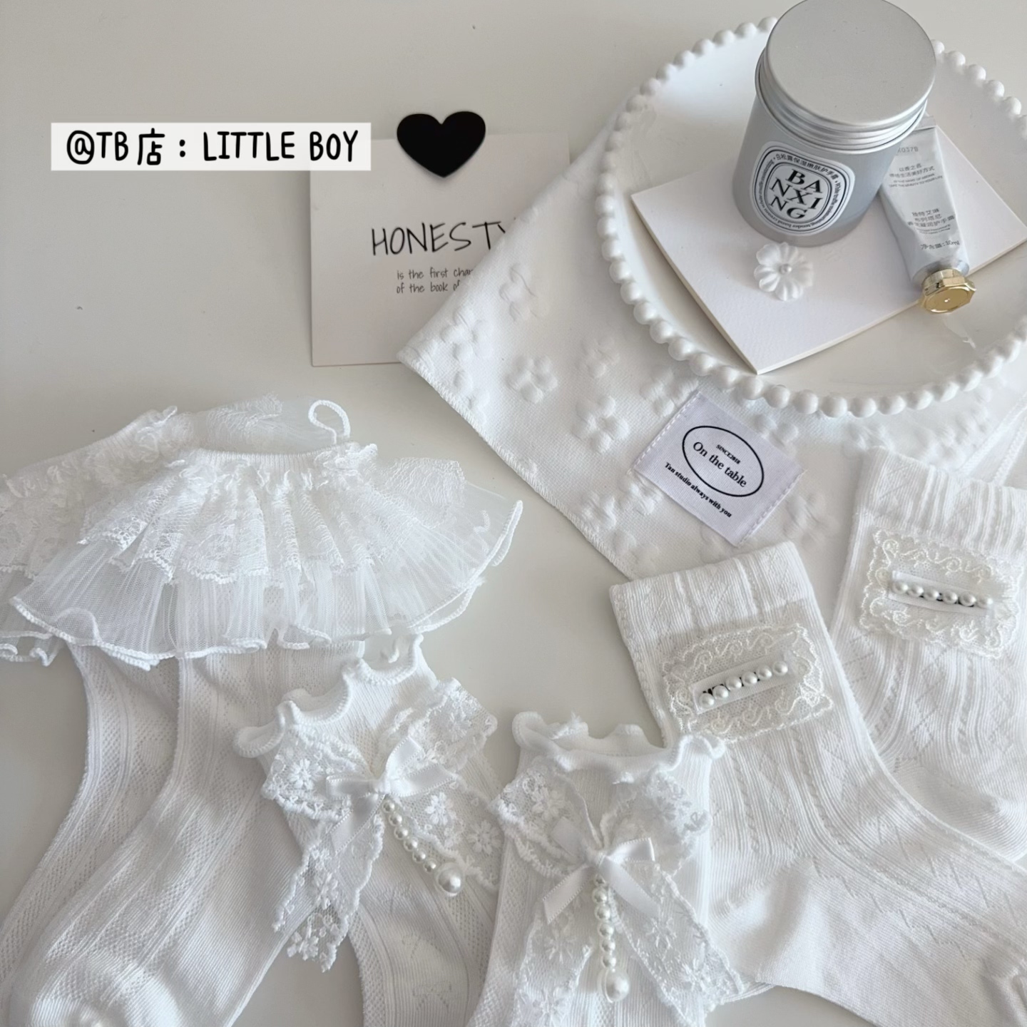 女童袜子春夏薄网眼白色珍珠蓬蓬蕾丝蝴蝶结无骨袜可爱女孩洛丽塔