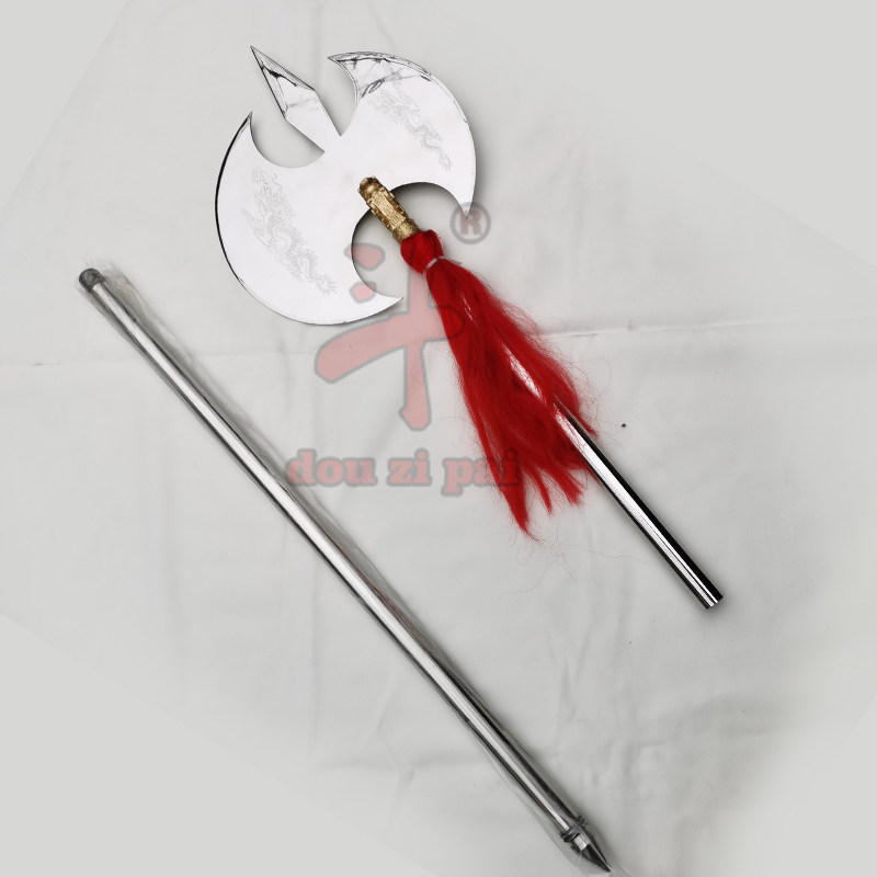 不锈钢长斧武术双斧开山斧兵器斧子宣花斧月牙斧双刃斧战斧 未开