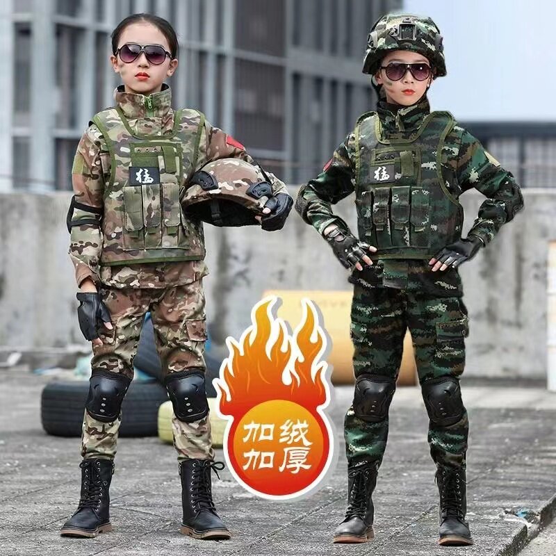 儿童冬季加绒迷彩服小特警套装