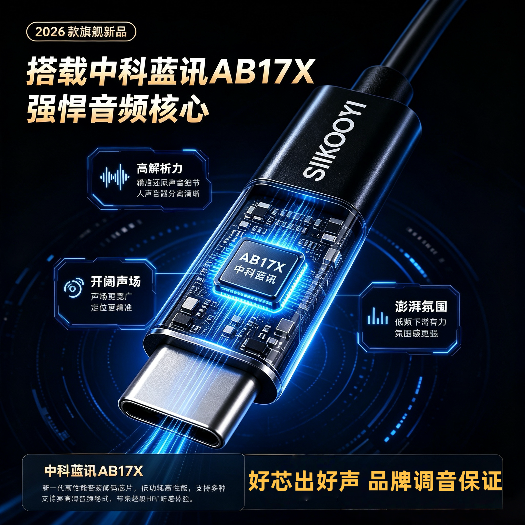 日本SIIKOOYI天龙系列AB17X芯耳放小尾巴Type-C转3.5mm音频转换线