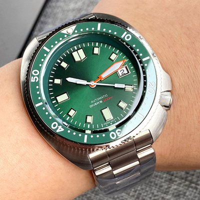 NH35防水200M潜水机械手表男士橙手蓝宝石玻璃水鬼绿120卡钢带