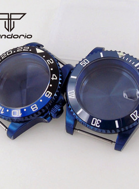 200m防水手表壳不锈钢蓝色电镀适用于NH34 NH35 NH36 蓝宝石 40mm