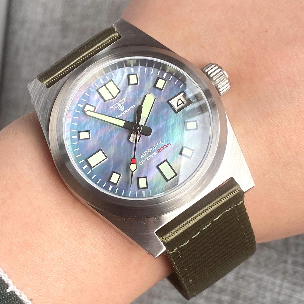 tandorio 贝壳面200米潜水自动手表男士钢制62mas腕表ar蓝宝石