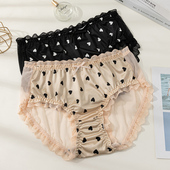 内裤 女胖mm200斤蕾丝性感纯欲风2026新款 中腰网纱薄款 大码 三角裤