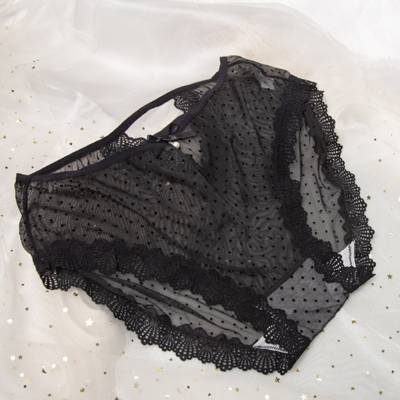 大码性感蕾丝中腰内裤女无痕透气